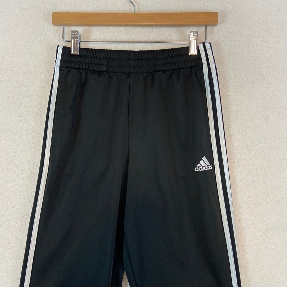 Adidas Kids Trio Track Pants Black White Stripes Sz LG 14 16 Gorpcore Blokecore - Picture 2 of 5